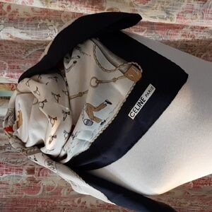 CELINE Large Silk Scarf 33" x 34" Coach Postillon 1890 Scenes Dark Navy Border